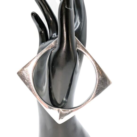 VTG Unsigned Tested Sterling Silver Square Art Deco Bangle Bracelet 45.91g - Picture 7 of 7